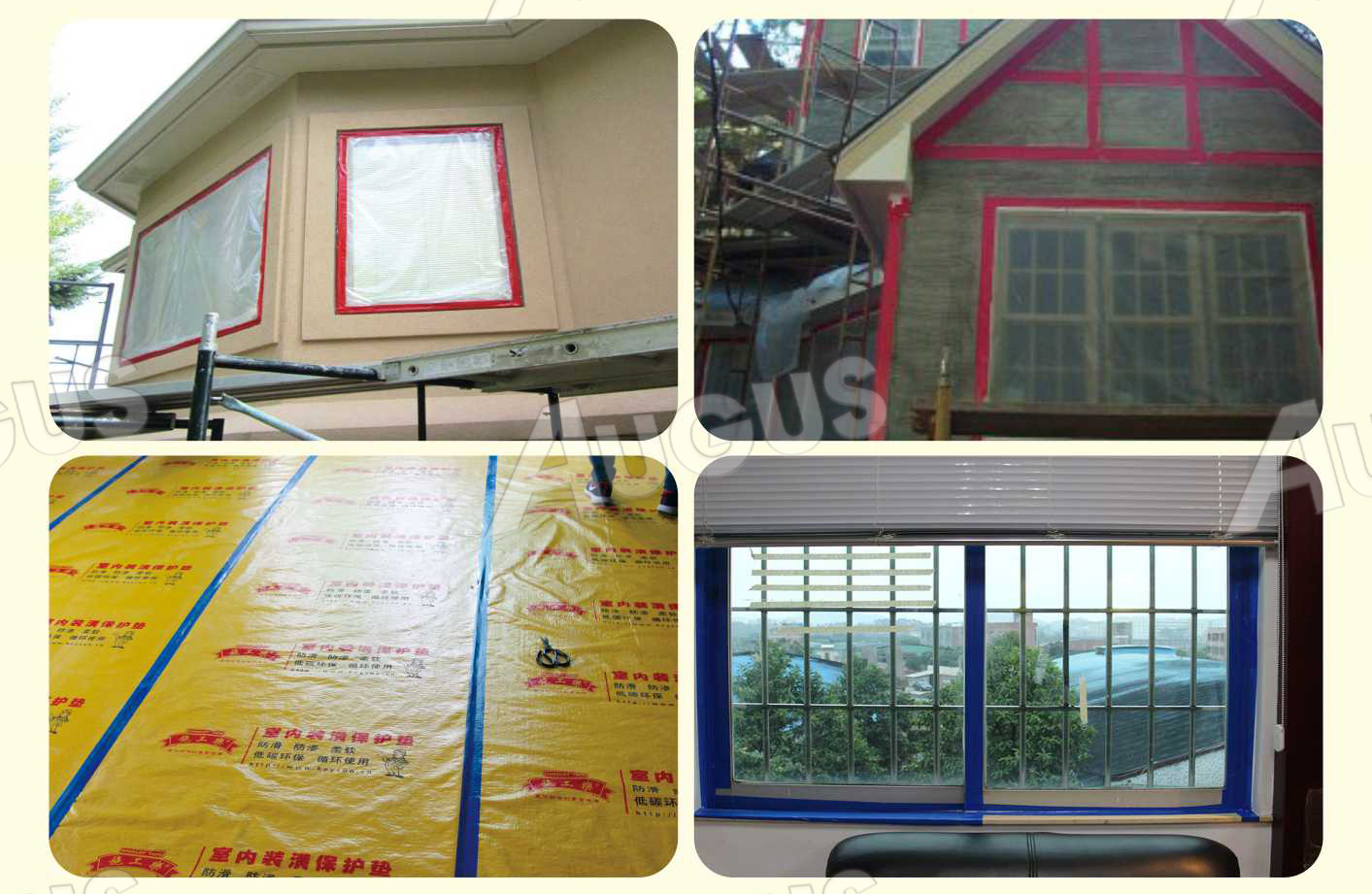 PE Stucco Tape Woven Cloth No Residue Easy to Tear Anti-Fracture Membrane Stucco Masking Tape